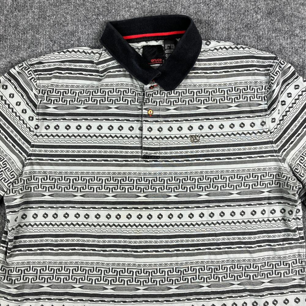 Enyce Polo Men's XXL Black White Geometric Print Short Sleeve Shirt